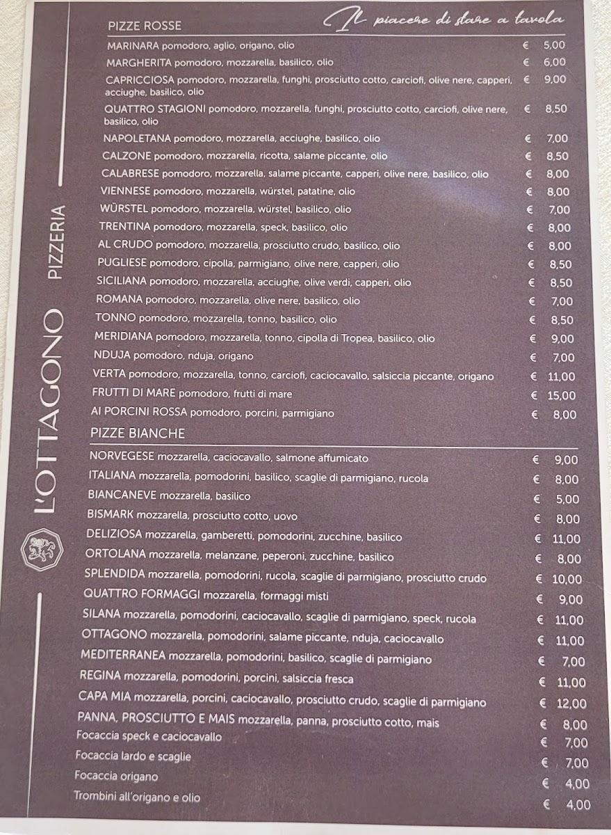 Menu L'ottagono Ricevimenti - Ristorante Pizzeria F.lli Verta-1
